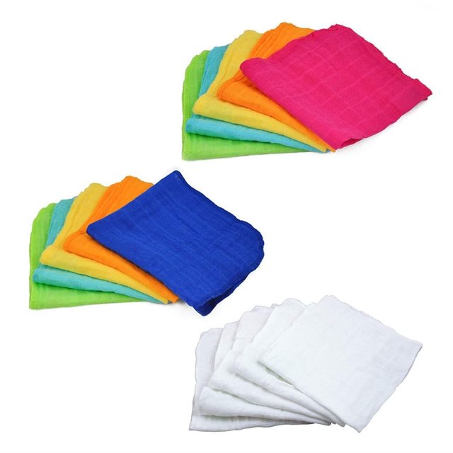 Muslin Face Cloths Made from Organic Cotton 5 Pack White (Min. of 2, multiples of 2)