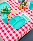 Re-play 3 PK Packaged Divided Plates, Ice Blue, White, Aqua (Min. of 2 PK, Multiples of 2 PK)