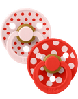 BIBS Pacifier Studio Colour 2 PACK Polka - Blossom/Candy Apple (Min. of 2 PK, multiples of 2 PK) - MAIGHAN DISTRIBUTION CANADA