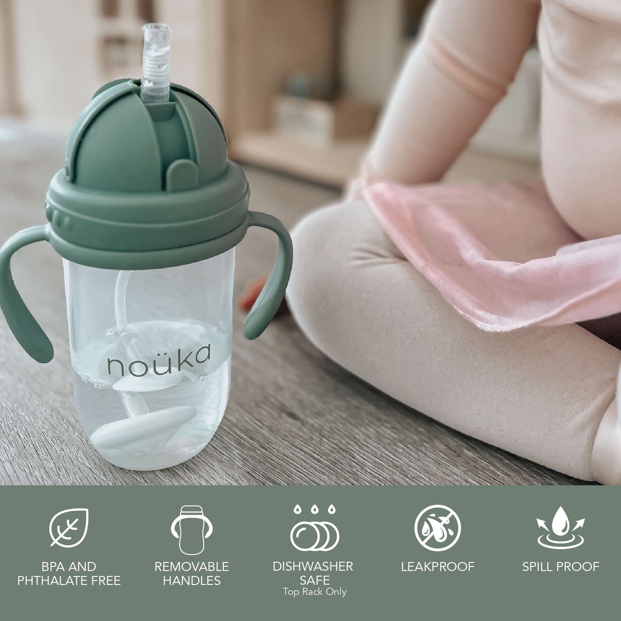 noüka Non-Spill Weighted Straw Cup 9 oz - Bloom (Min. of 2 PK, Multiples of 2 PK)