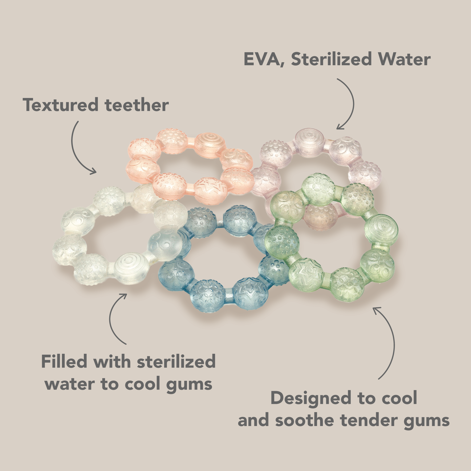 noüka Cooling Ring Teether - Soft Blush (Min. of 2 PK, Multiples of 2 PK)