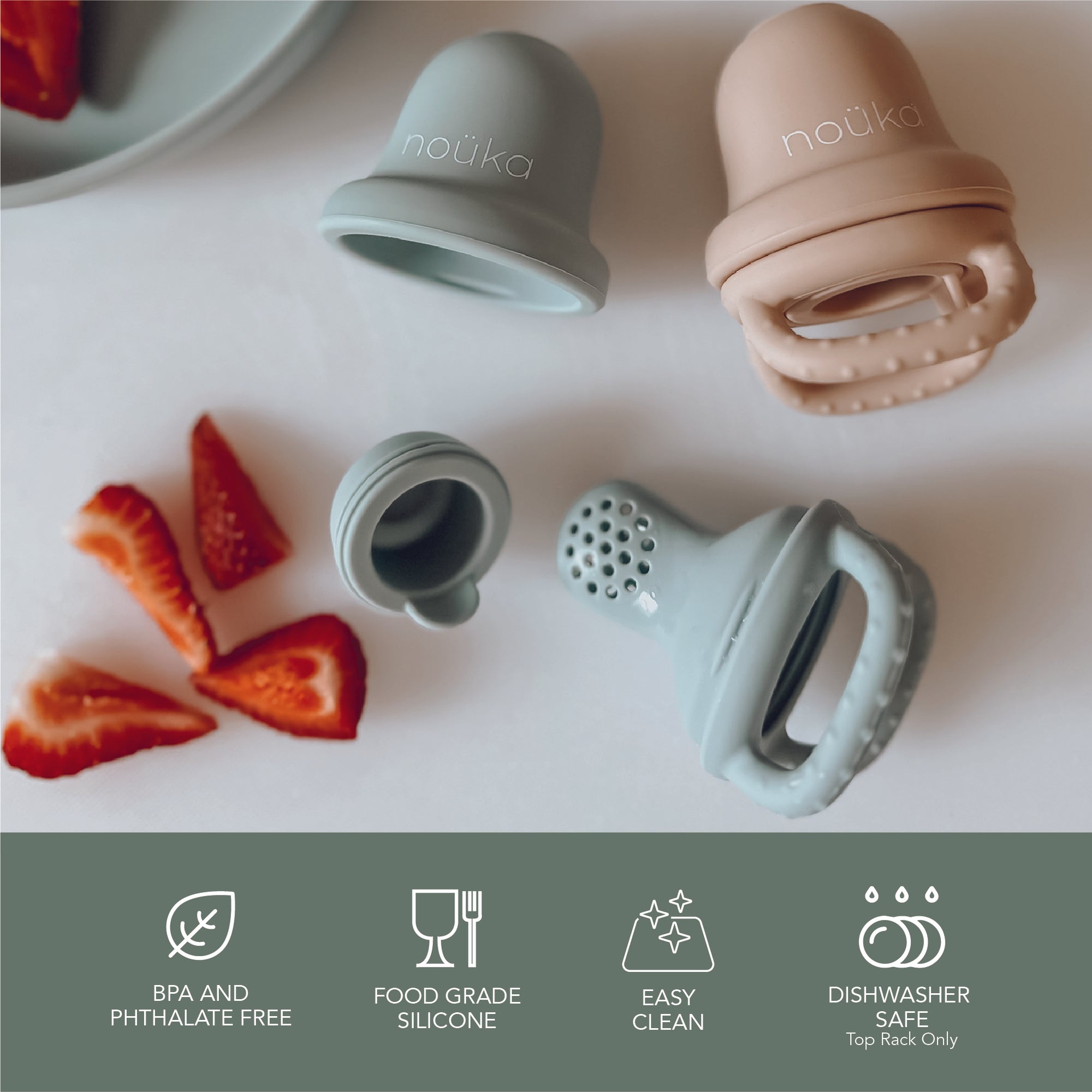 noüka Baby Food Feeder Soft Blush (Min. of 2 PK, Multiples of 2 PK)