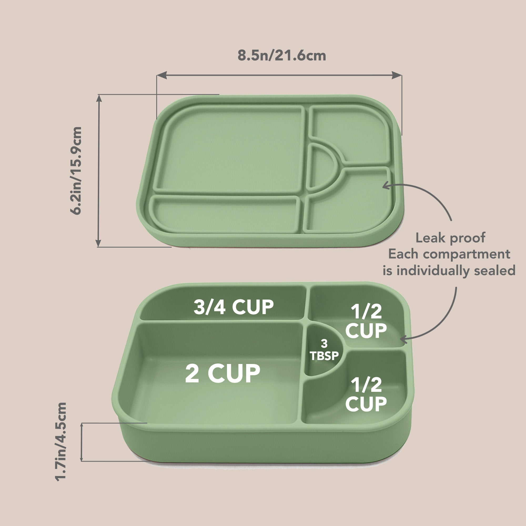 noüka Large Silicone Sealed Lunch Box - Fern (Min. of 2 PK, Multiples of 2 PK)