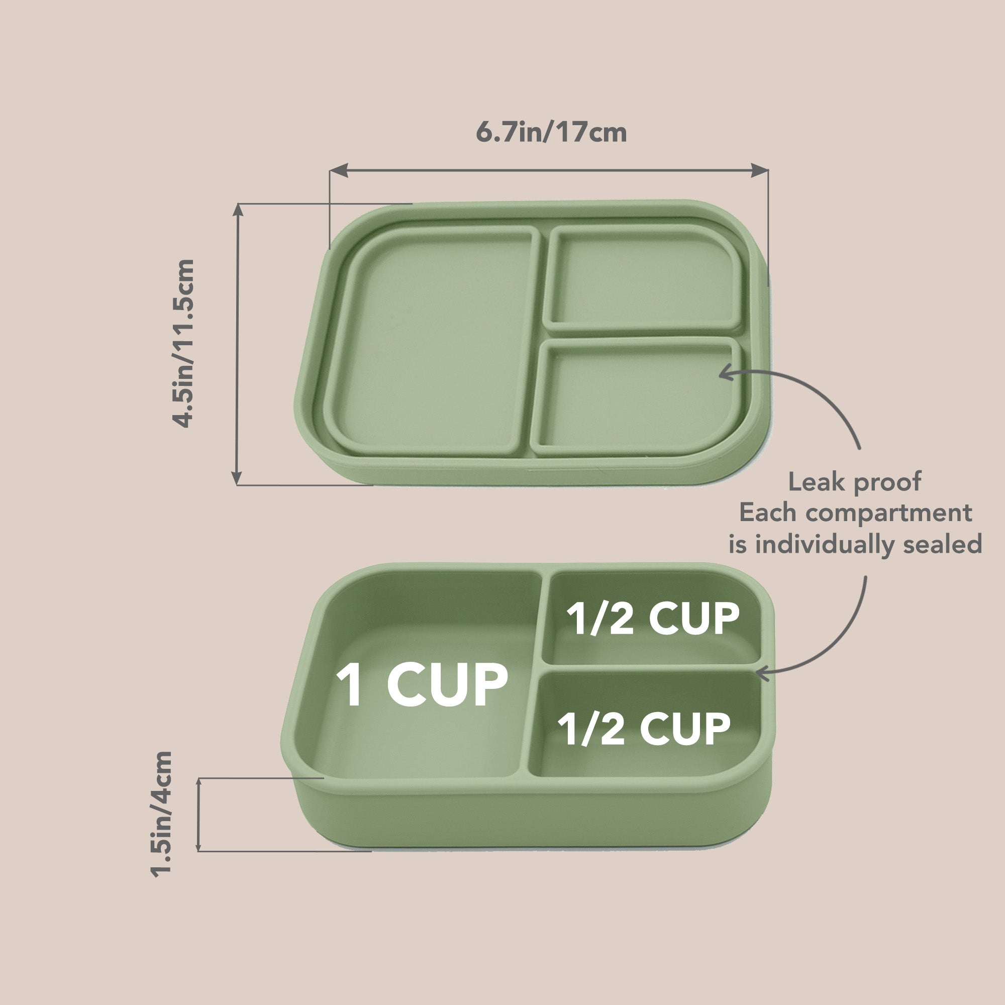 noüka Small Silicone Sealed Snack Box - Dust (Min. of 2 PK, Multiples of 2 PK)