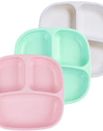 Re-play 3 PK Packaged Divided Plates, Ice Pink, White, Mint (Min. of 2 PK, Multiples of 2 PK)