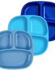 Re-play 3 PK Packaged Divided Plates, Denim, Sky Blue, Navy (Min. of 2 PK, Multiples of 2 PK)