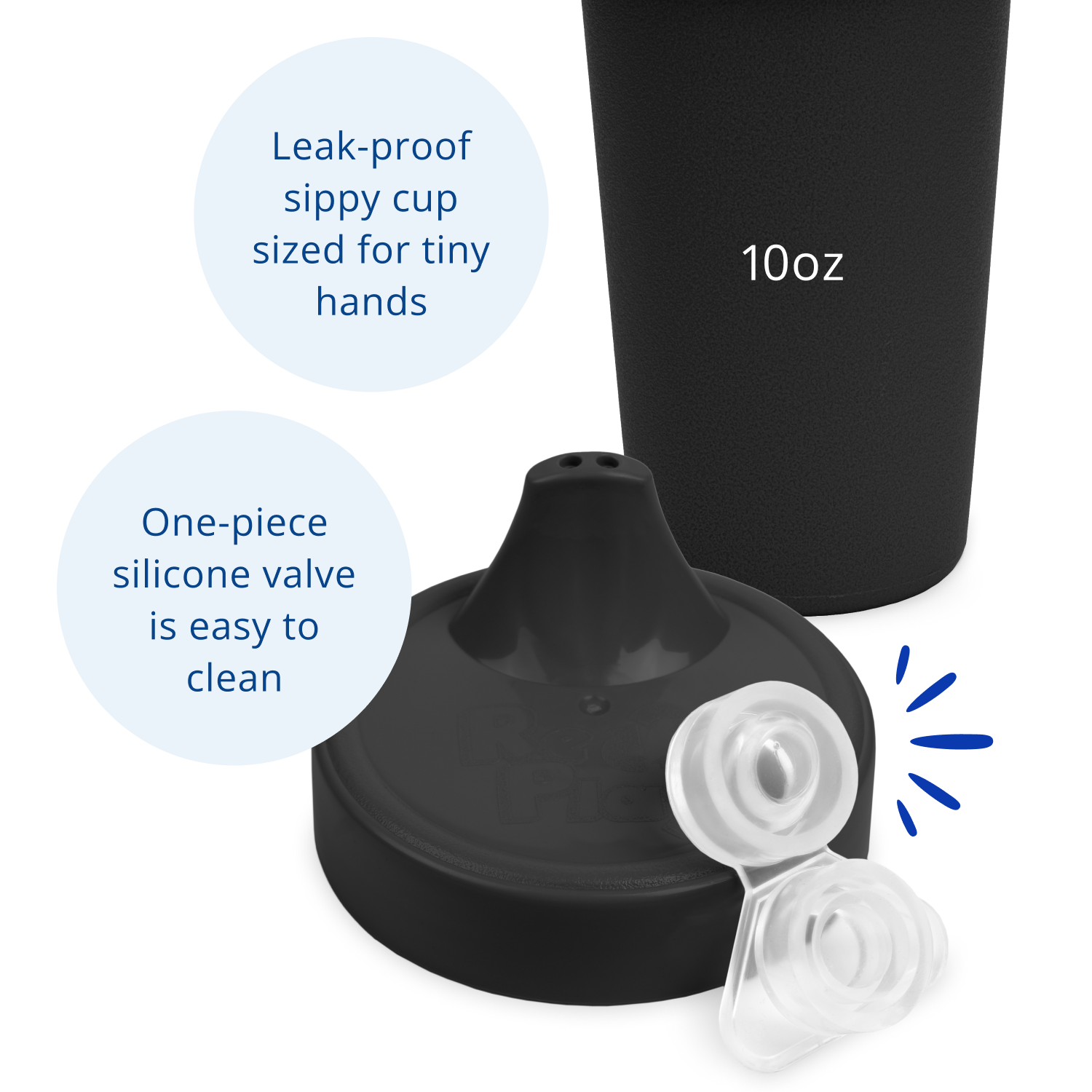 Re-Play No Spill Sippy Cup Assembled - Black (Min. of 2 PK, Multiples of 2 PK)