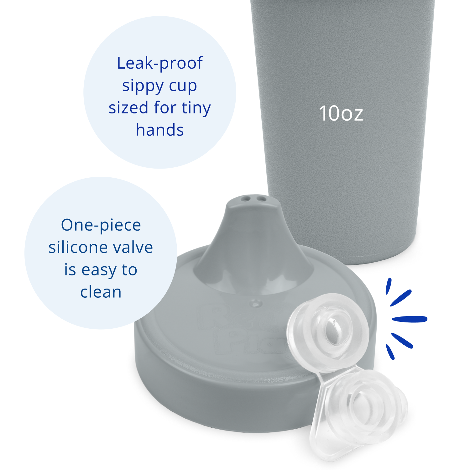 Re-Play No Spill Sippy Cup Assembled - Grey (Min. of 2 PK, Multiples of 2 PK)