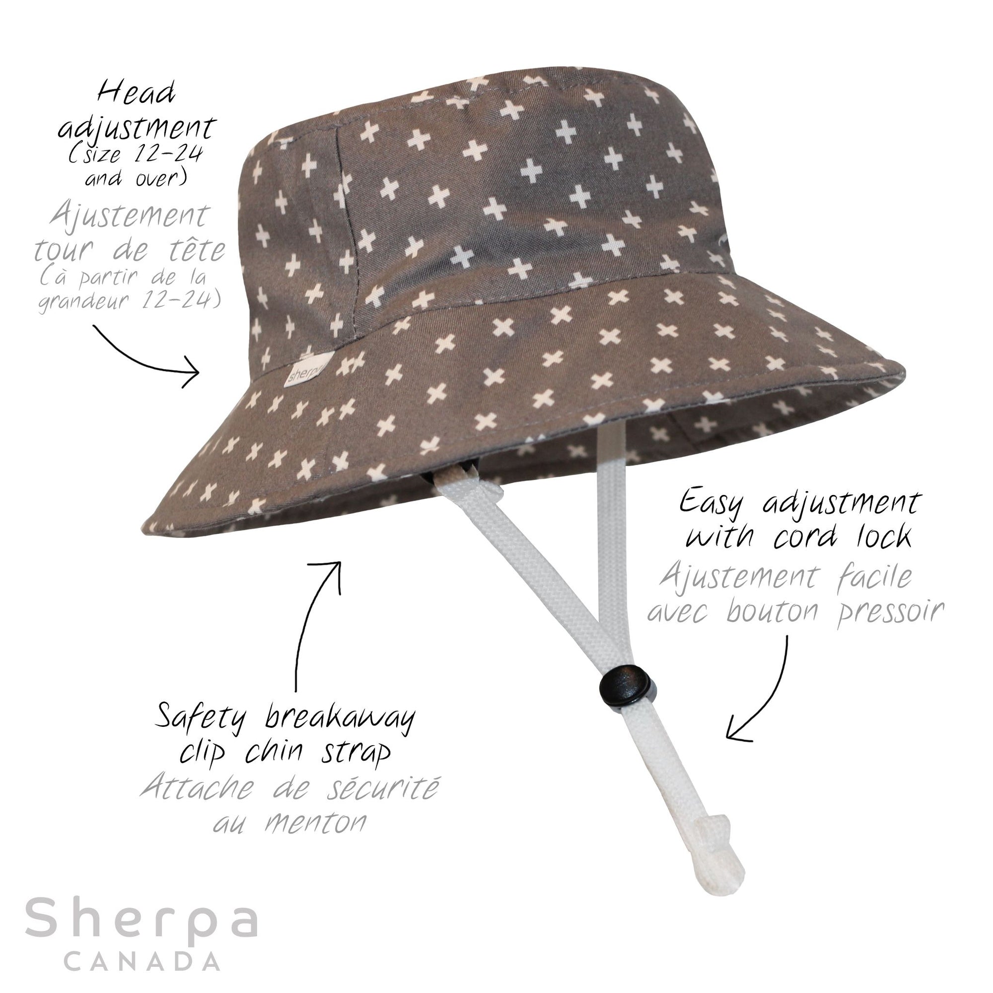 Sherpa Canda Bucket Hat - Grey Cross (Min. of 2, Multiples of 2)