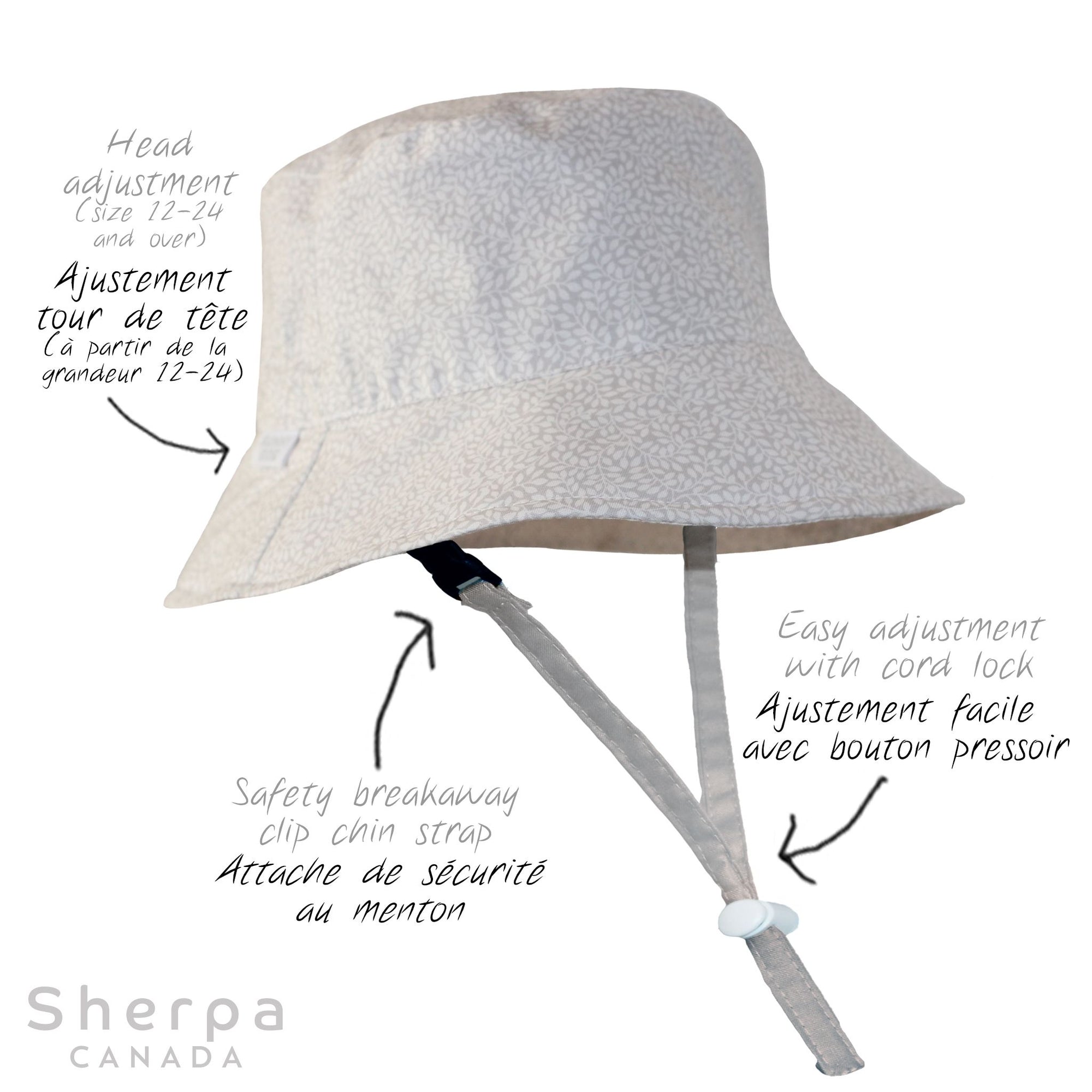 Sherpa Canda Bucket Hat - Grey Vines (Min. of 2, Multiples of 2)
