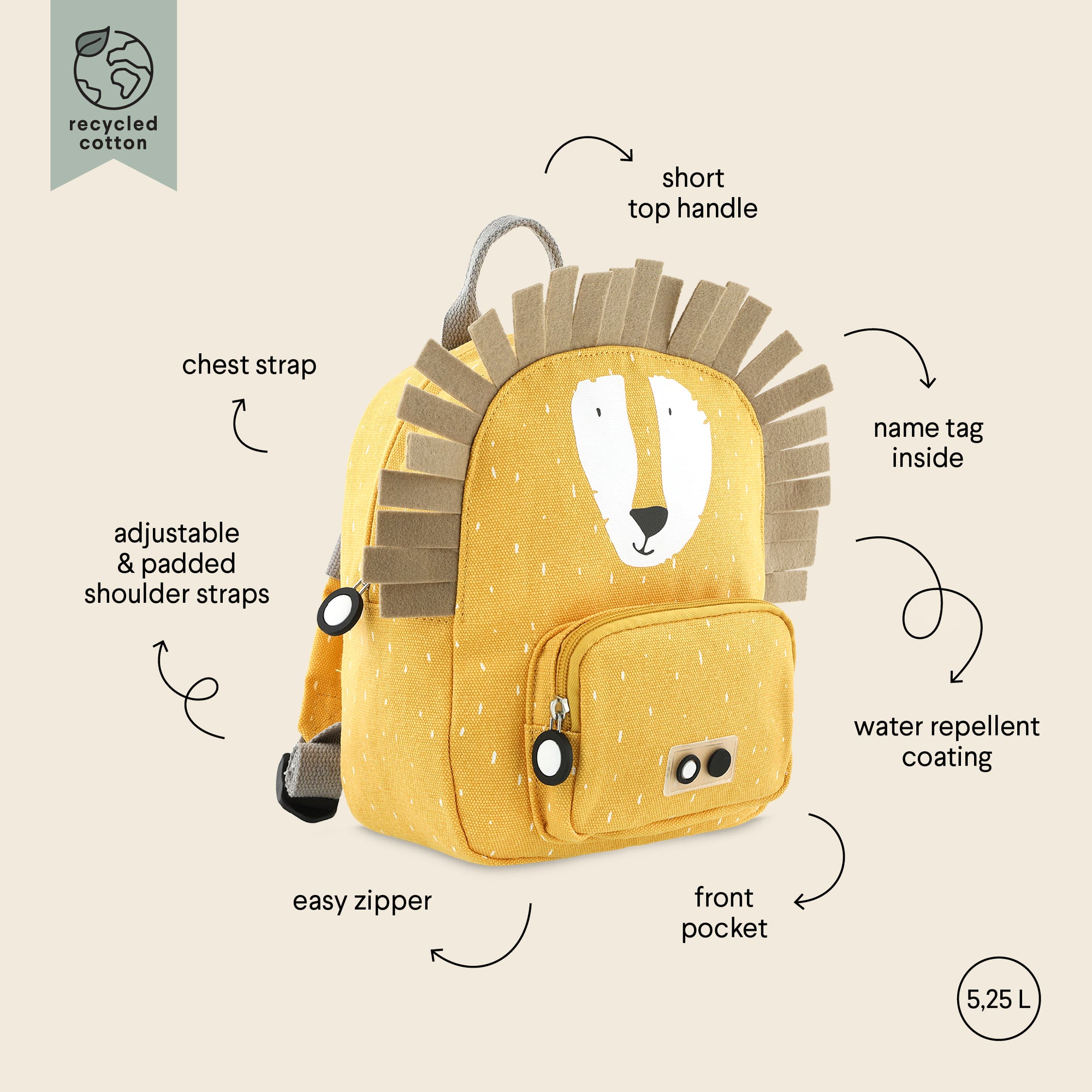 Trixie Backpack small - Mr. Lion (Min. of 2 PK, multiples of 2 PK)