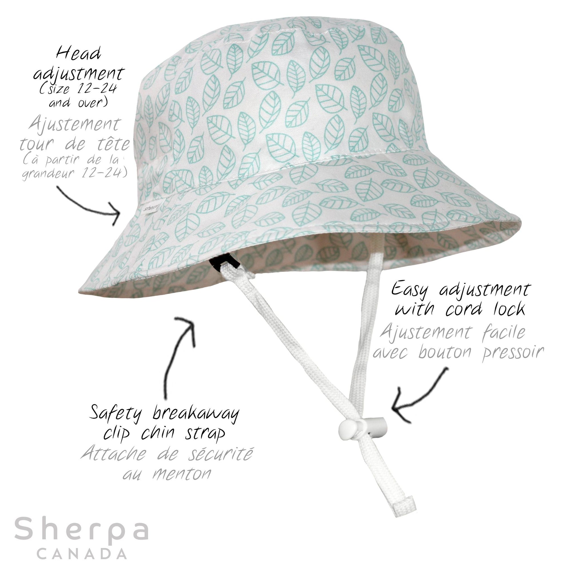 Sherpa Canda Bucket Hat - Aqua Leaves (Min. of 1, Multiples of 1)