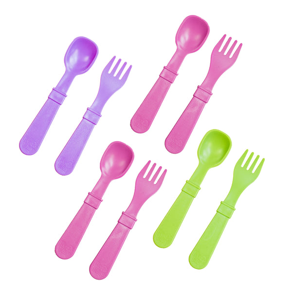Re-Play 8 PK Packaged Utensils -  Bright Pink, Purple, Lime, Bright Pink (Min. of 2 PK, Multiples of 2 PK)