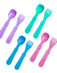 Re-Play 8 PK Packaged Utensils - Sky Blue, Purple, Aqua and Bright Pink (Min. of 2 PK, Multiples of 2 PK)