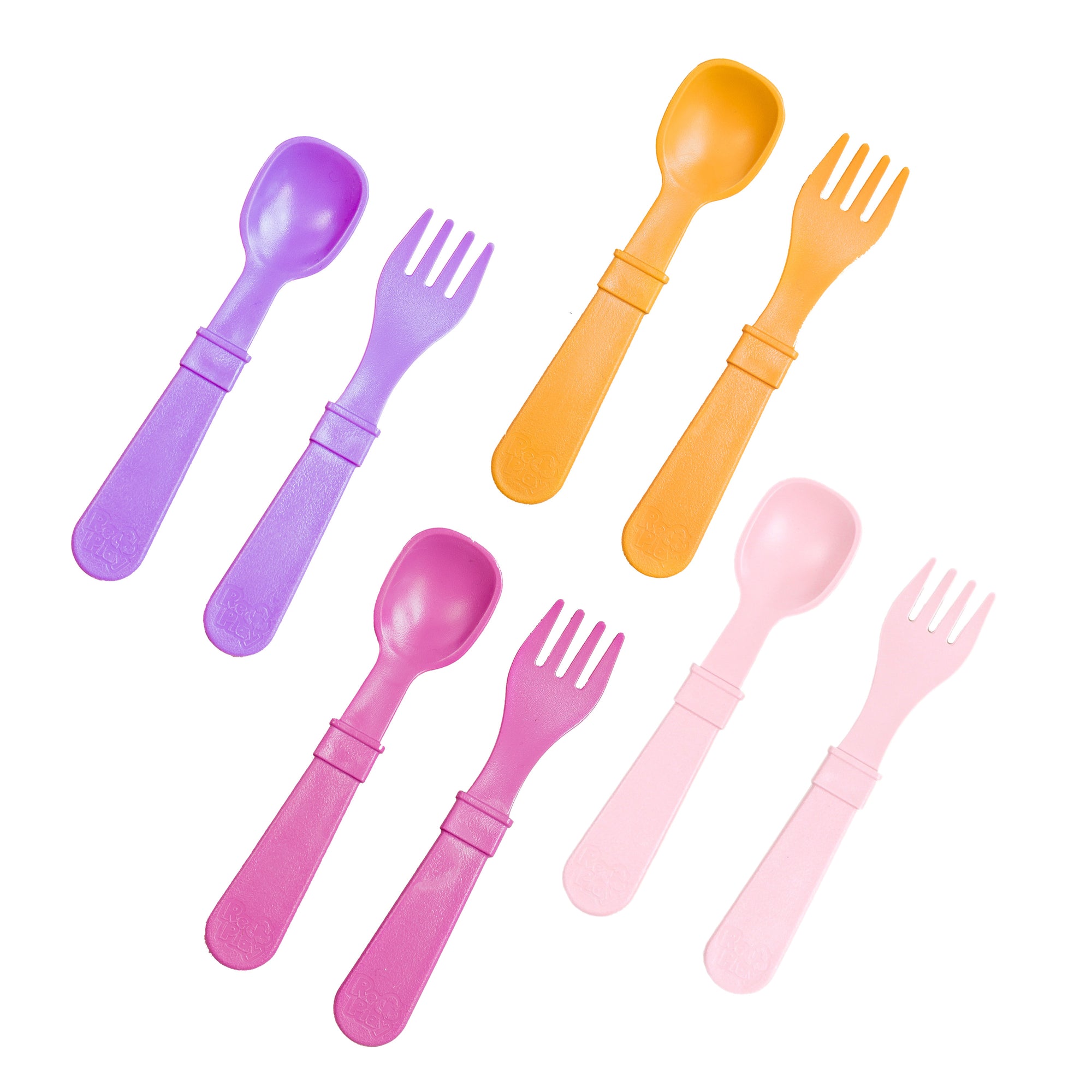 Re-Play 8 PK Packaged Utensils - Bright Pink, Sunny Yellow , Ice Pink , Purple (Min. of 2 PK, Multiples of 2 PK)