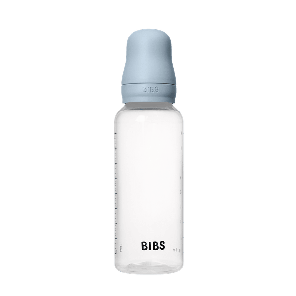 BIBS BPA-Free PP Baby Bottle Round Silicone 1 pack 270 ml Medium Flow Baby Blue (Min. of 2 PK , multiples of 2 PK)