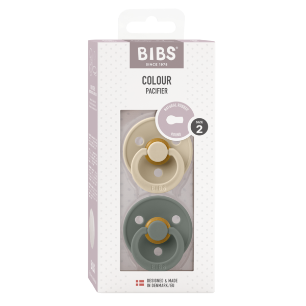 BIBS Pacifier Original COLOUR Latex 2 PK Vanilla/Pine (Min. of 2 PK, multiples of 2 PK)