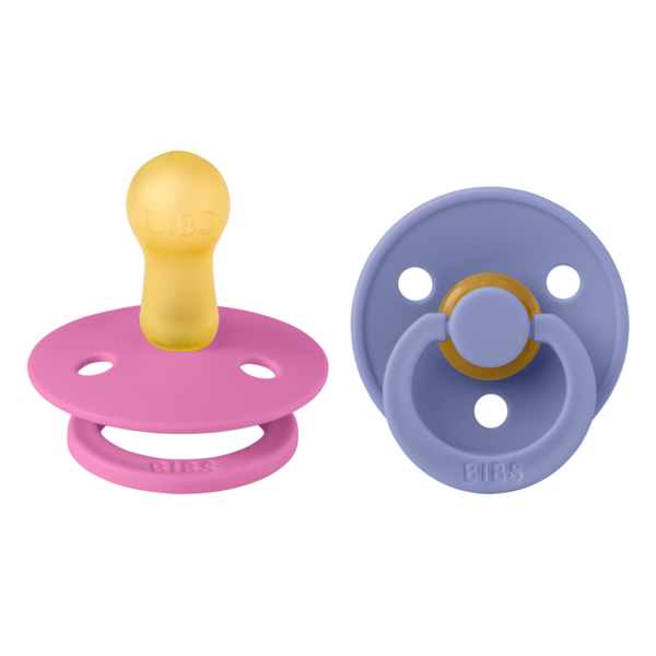 BIBS Pacifier Original COLOUR Latex 2 PK Bubblegum / Peri (Min. of 2 PK, multiples of 2 PK)