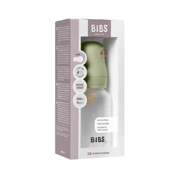 BIBS BPA-Free PP Baby Bottle Round Latex 1 pack 150 ml Slow Flow Sage (Min. of 2 PK , multiples of 2 PK)