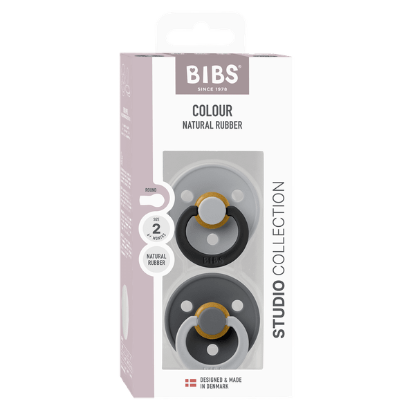 BIBS Pacifier Studio Colour 2 PACK Fusion Latex - Cloud Iron Mix (Min. of 2 PK, multiples of 2 PK)