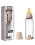 BIBS Glass Baby Bottle Round Latex 1 pack 240 ml Medium Flow Blush (Min. of 2 PK , multiples of 2 PK)