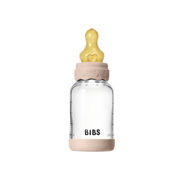 BIBS Glass Boheme Baby Bottle Round Latex 120ml Slow Flow - Blush (Min. of 2 PK , multiples of 2 PK)