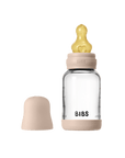 BIBS Glass Baby Bottle Round Latex 1 pack 120 ml Slow Flow Blush (Min. of 2 PK , multiples of 2 PK)