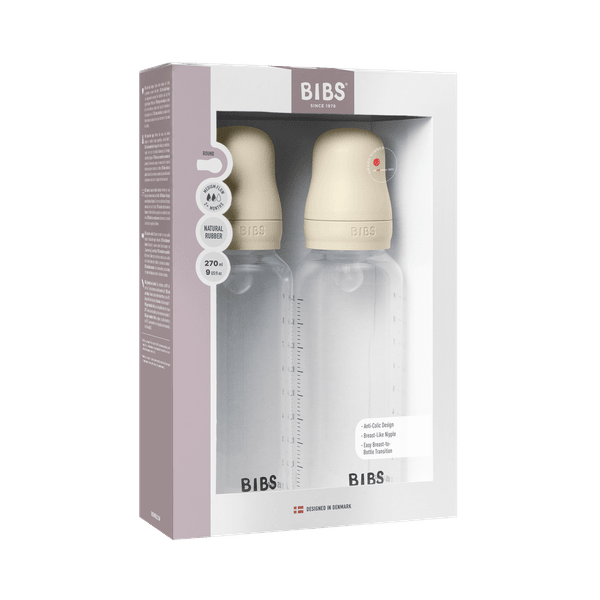 BIBS BPA-Free PP Baby Bottle Round Silicone 2 pack 270 ml Medium Flow Ivory (Min. of 2 PK , multiples of 2 PK)