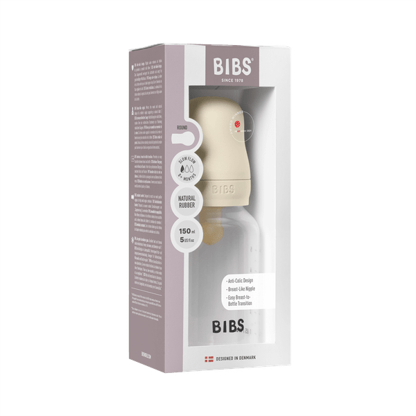 BIBS BPA-Free PP Baby Bottle Round Latex 1 pack 150 ml Slow Flow Ivory (Min. of 2 PK , multiples of 2 PK)