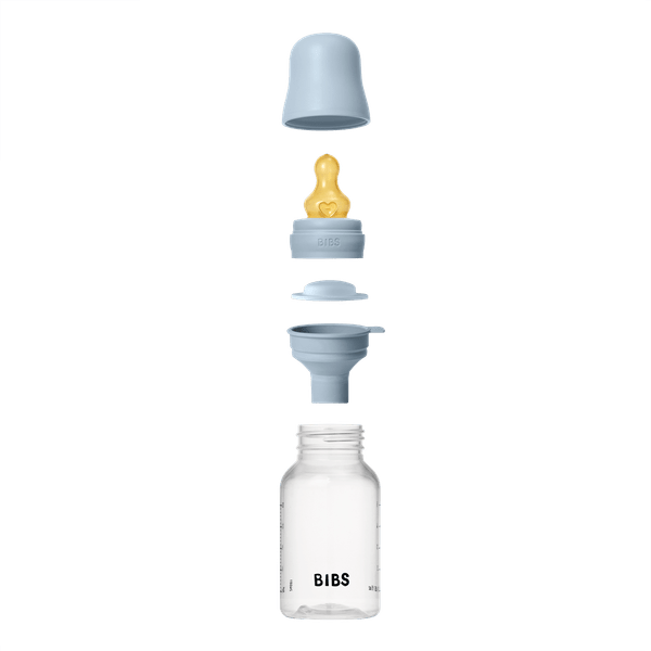 BIBS BPA-Free PP Baby Bottle Round Latex 1 pack 150 ml Slow Flow Baby Blue (Min. of 2 PK , multiples of 2 PK)