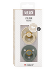BIBS Pacifier Original COLOUR Latex 2 PK Anatomical Vanilla/Pine (Min. of 2 PK, multiples of 2 PK)
