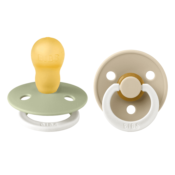 BIBS Pacifier Original COLOUR Latex 2 PK Sage Glow/Vanilla Glow (Min. of 2 PK, multiples of 2 PK)