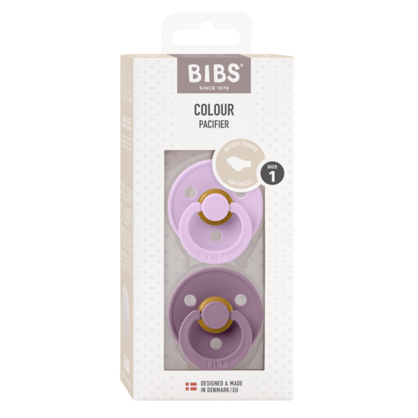 BIBS Pacifier Original COLOUR Latex 2 PK Anatomical Violet Sky/Mauve (Min. of 2 PK, multiples of 2 PK)