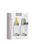BIBS Glass Baby Bottle Round Latex 2 pack 120 ml Slow Flow Sage (Min. of 2 PK , multiples of 2 PK)