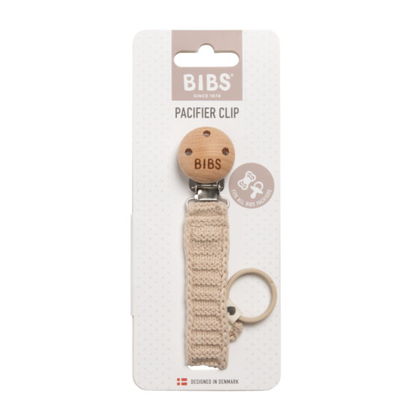 BIBS Pacifier Clip Knitted - Cloud (Min. of 2 PK , multiples of 2 PK)