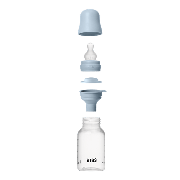 BIBS BPA-Free PP Baby Bottle Round Silicone 1 pack 150 ml Slow Flow Baby Blue (Min. of 2 PK , multiples of 2 PK)
