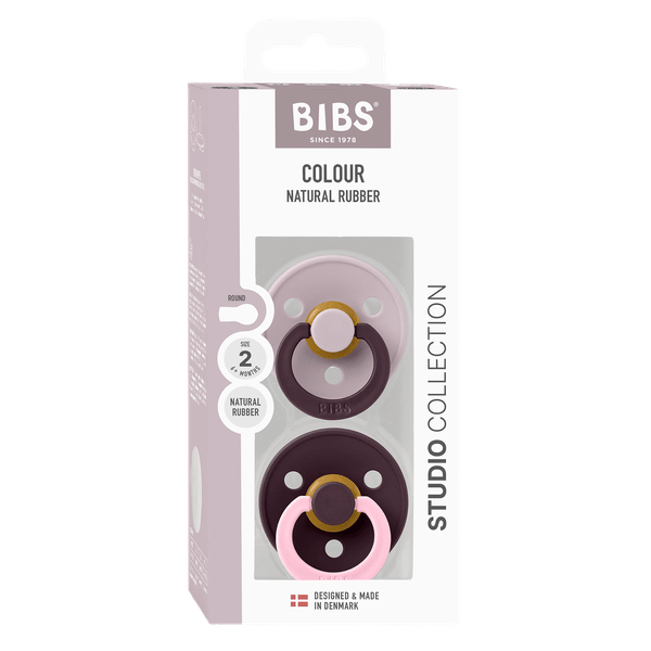 BIBS Pacifier Studio Colour 2 PACK Fusion Latex - Dusky Lilac Plum Mix (Min. of 2 PK, multiples of 2 PK)
