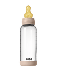 BIBS Glass Baby Bottle Round Latex 1 pack 240 ml Medium Flow Blush (Min. of 2 PK , multiples of 2 PK)