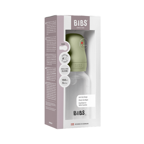 BIBS BPA-Free PP Baby Bottle Round Silicone 1 pack 150 ml Slow Flow Sage (Min. of 2 PK , multiples of 2 PK)
