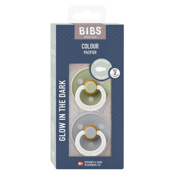 BIBS Pacifier Original COLOUR Latex 2 PK Petrol Glow/Deep Space Glow (Min. of 2 PK, multiples of 2 PK)
