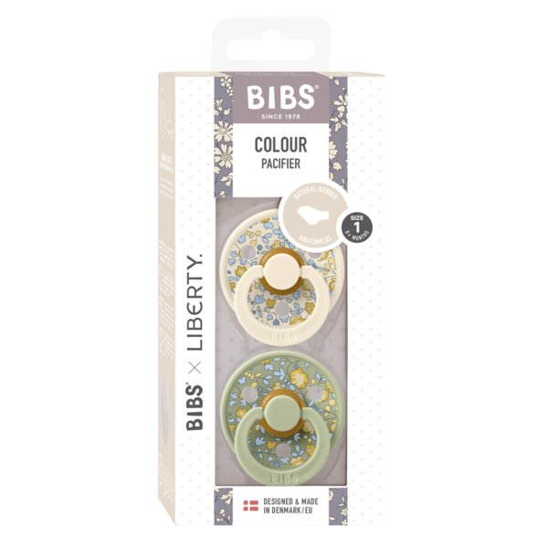 BIBS x Liberty Pacifier Original COLOUR Latex Anatomical Eloise Sage Mix (Min. of 2 PK, multiples of 2 PK)