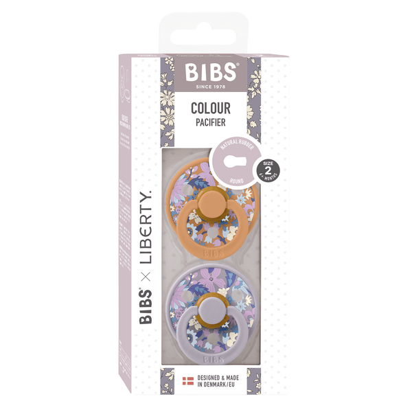 BIBS x Liberty Pacifier Original COLOUR Latex 2 PK June Blossom Pumpkin Mix (Min. of 2 PK, multiples of 2 PK)