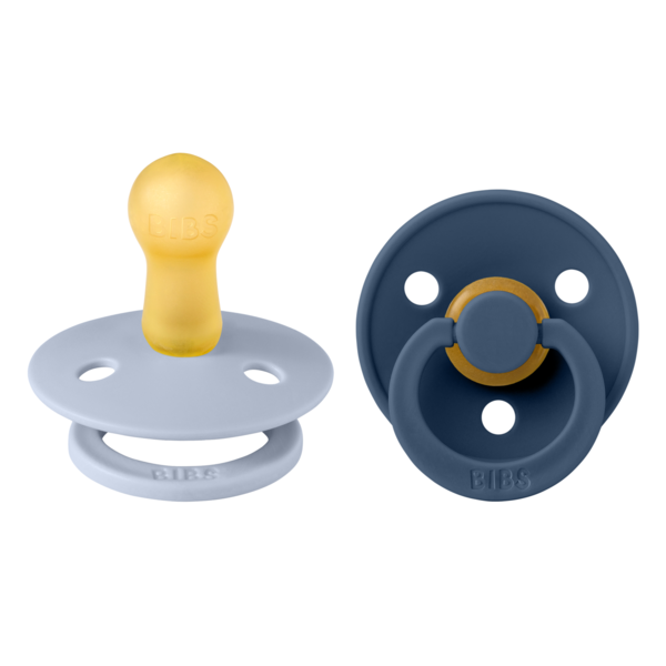 BIBS Pacifier Original COLOUR Latex 2 PK Dusty Blue/Steel Blue (Min. of 2 PK, multiples of 2 PK)