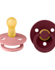 BIBS Pacifier Original COLOUR Latex 2 PK Dusty Pink/Elderberry (Min. of 2 PK, multiples of 2 PK)