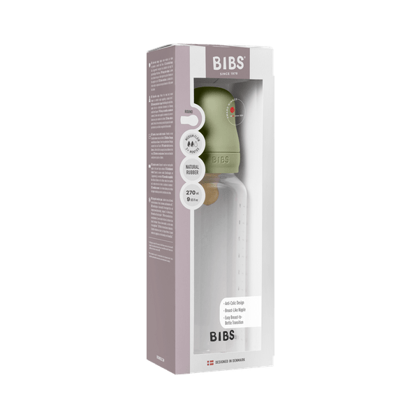 BIBS BPA-Free PP Baby Bottle Round Latex 1 pack 270 ml Medium Flow Sage (Min. of 2 PK , multiples of 2 PK)