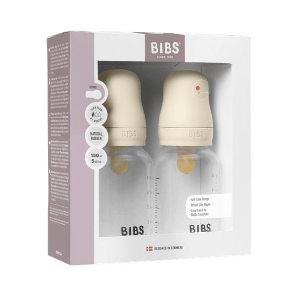 BIBS BPA-Free PP Baby Bottle Round Latex 2 pack 150 ml Slow Flow Ivory (Min. of 2 PK , multiples of 2 PK)