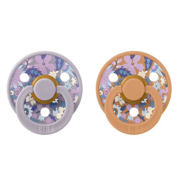 BIBS x Liberty Pacifier Original COLOUR Latex 2 PK June Blossom Pumpkin Mix (Min. of 2 PK, multiples of 2 PK)