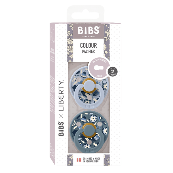 BIBS x Liberty Pacifier Original COLOUR Latex 2 PK Bobo Dusty Blue Mix (Min. of 2 PK, multiples of 2 PK)