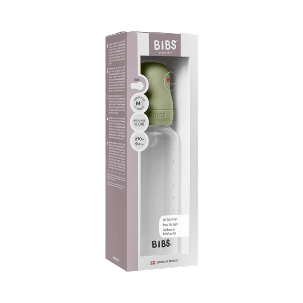 BIBS BPA-Free PP Baby Bottle Round Silicone 1 pack 270 ml Medium Flow Sage (Min. of 2 PK , multiples of 2 PK)