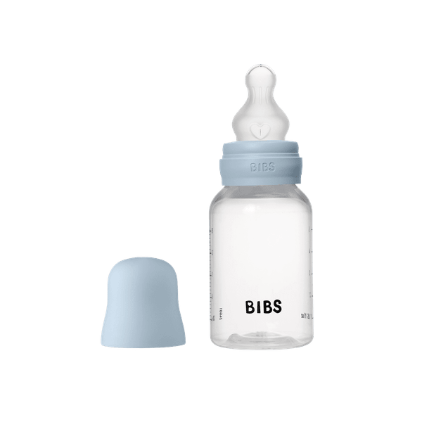 BIBS BPA-Free PP Baby Bottle Round Silicone 1 pack 150 ml Slow Flow Baby Blue (Min. of 2 PK , multiples of 2 PK)
